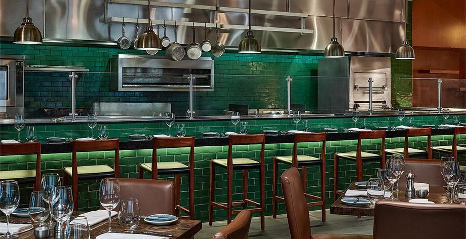 Knife restaurant's chef's table at the Highland Dallas, photograph courtesy of the hotel
